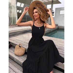 Black Tiered Criss Cross Back Maxi